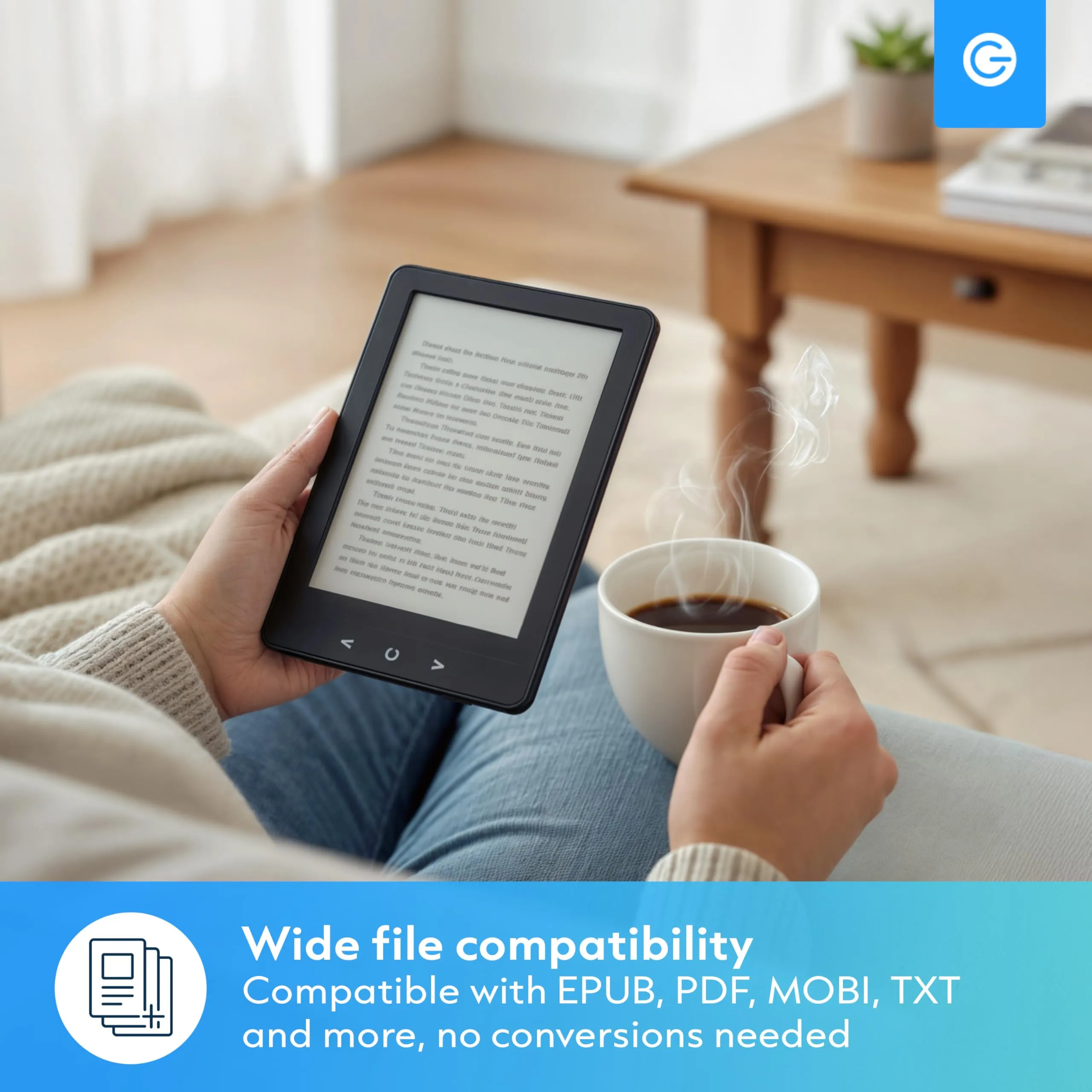 Silvergear® Ebook Reader con Retroilluminazione | Touchscreen E-Ink da 6 Pollici | Memoria da 4 GB per 3000+ E-Books | Pocketbook | Antiriflesso e Leggero | Nero - immagine 2