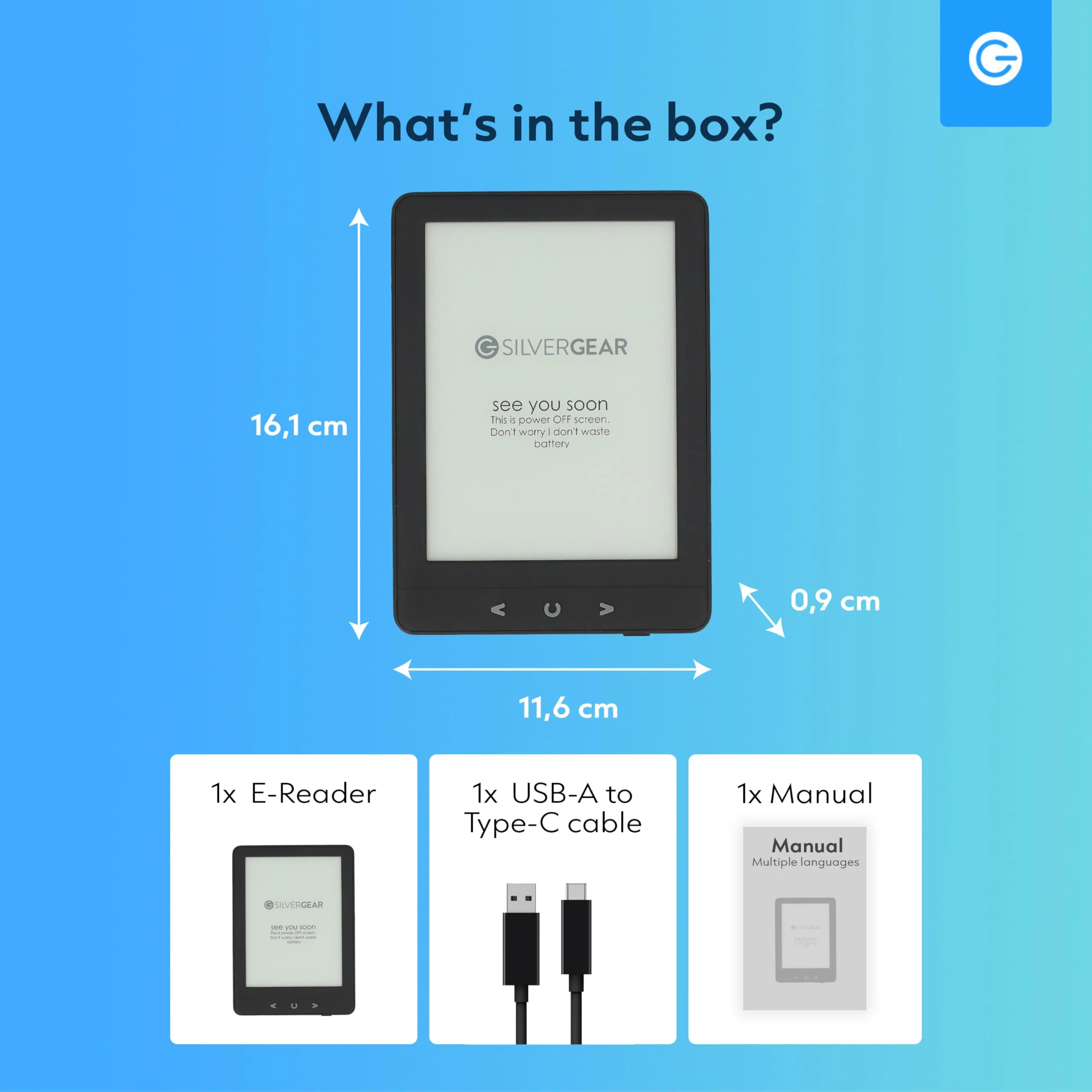 Silvergear® Ebook Reader con Retroilluminazione | Touchscreen E-Ink da 6 Pollici | Memoria da 4 GB per 3000+ E-Books | Pocketbook | Antiriflesso e Leggero | Nero - immagine 8