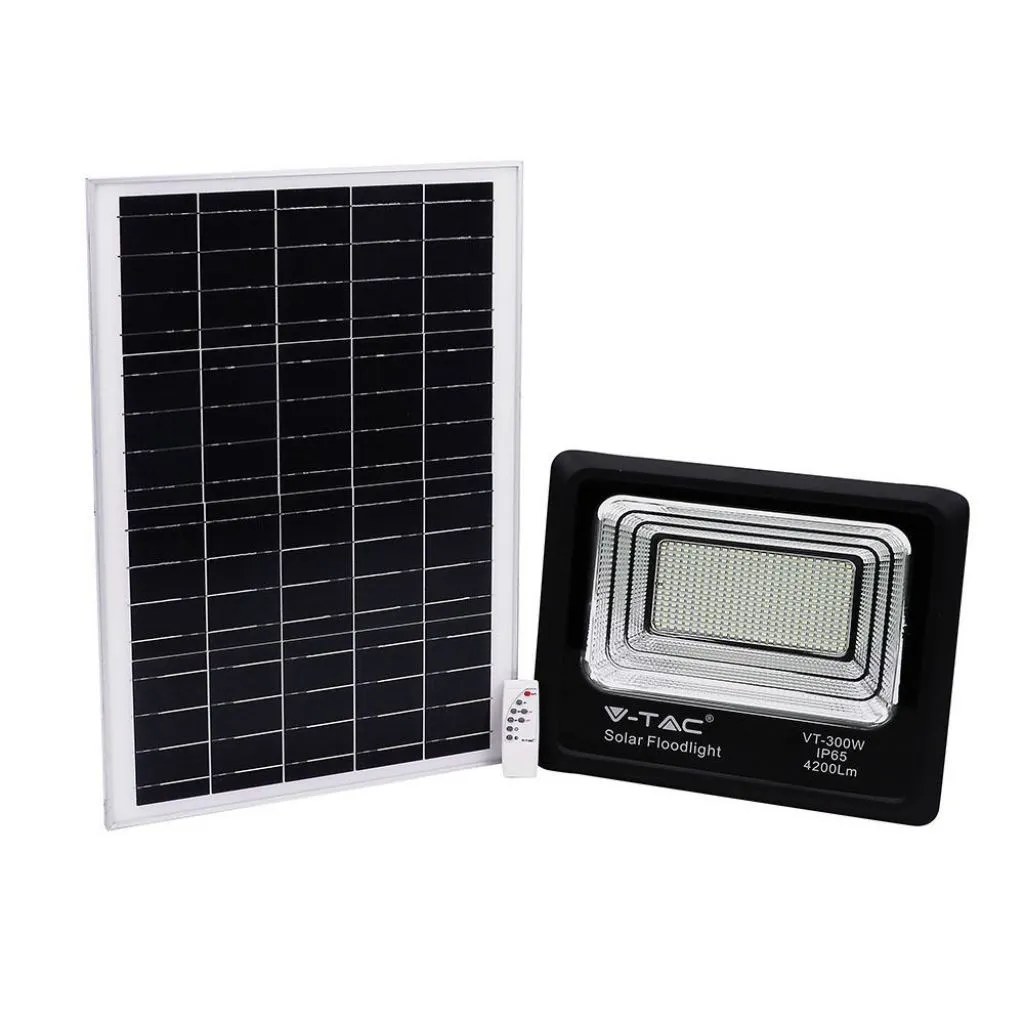 V-TAC Faro LED con Telecomando e Pannello Solare 50W 4000K - immagine 1