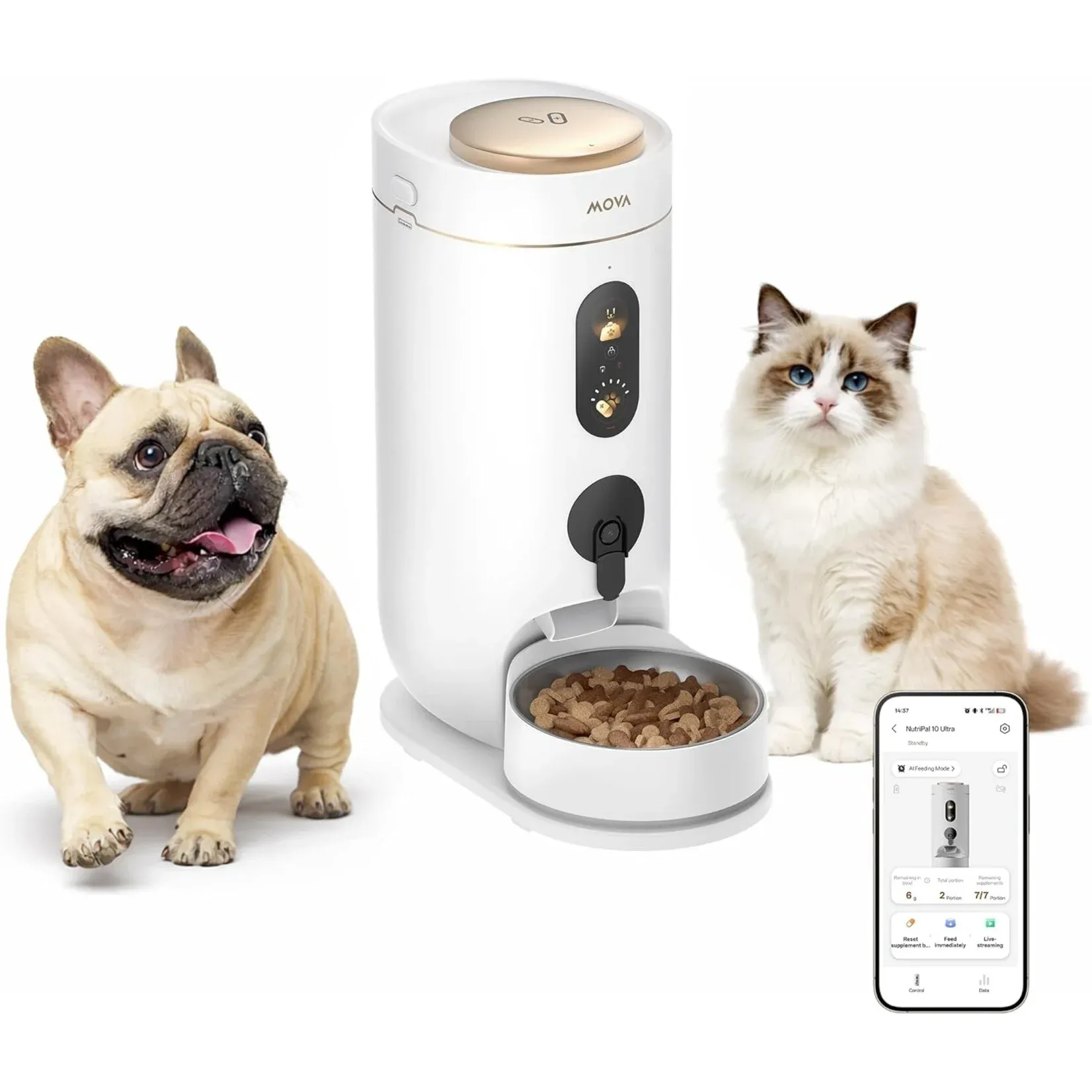 Mova Distributore Automatico di cibo per Animali 7gg Nutripal Pf20 Pro Bianco - immagine 1