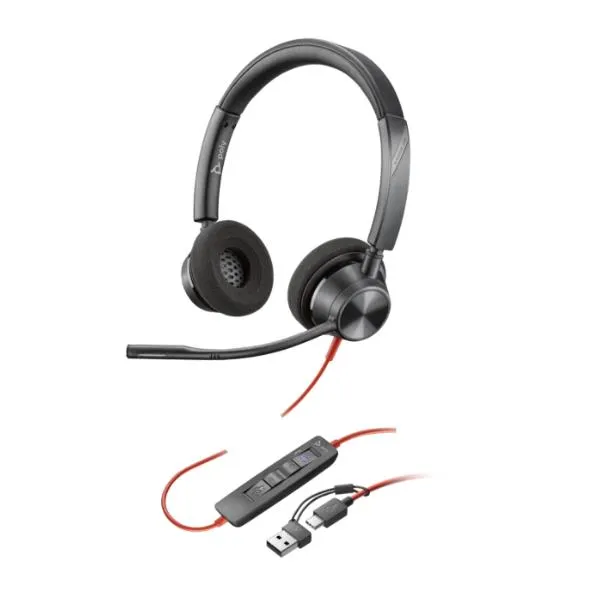 Poly Hp Blackwire 3320 Stereo Microsoft Teams Certified Usb-C Headset +USB-C/A Adapter 8X220AA - immagine 1