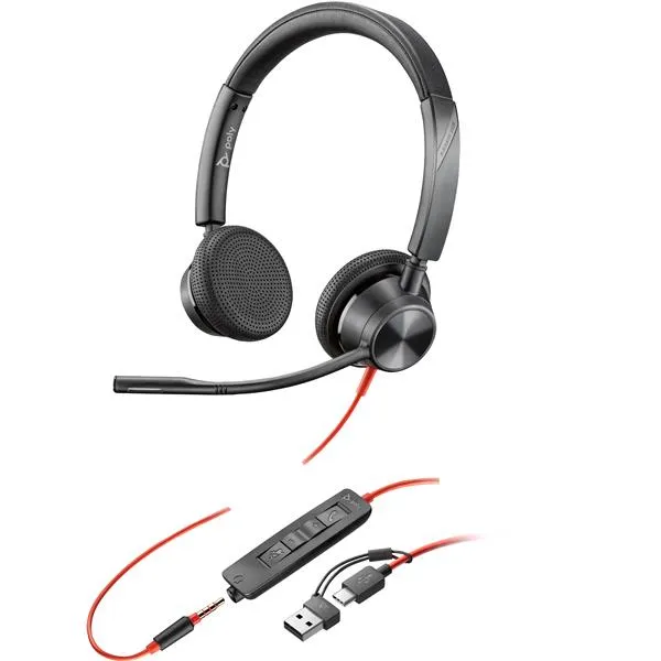 Poly Hp Blackwire 3325 Stereo Usb-C Headset +3.5mm Plug +USB-C/A Adapter 8X221AA - immagine 1