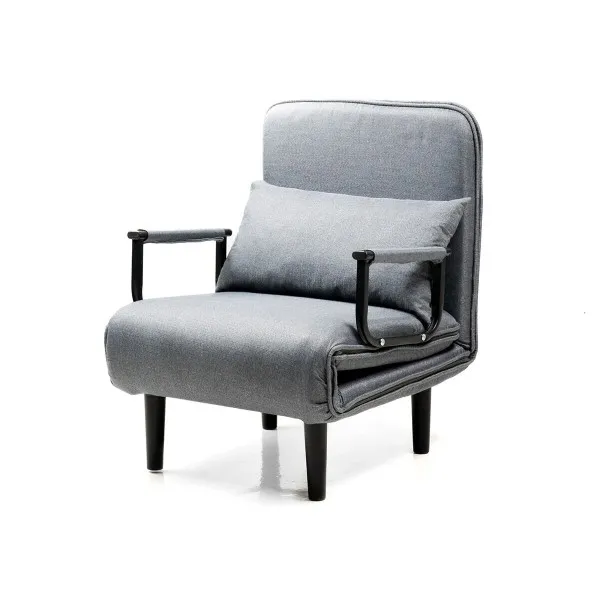 Divano letto singolo 4 in 1 Softfa di Innovagoods - Supporta fino a 150 kg - Schienale reclinabile - Pieghevole - Multifunzionale - Piedini antiscivolo - Include cuscino - 64x80x68 cm - Grigio e nero - immagine 1