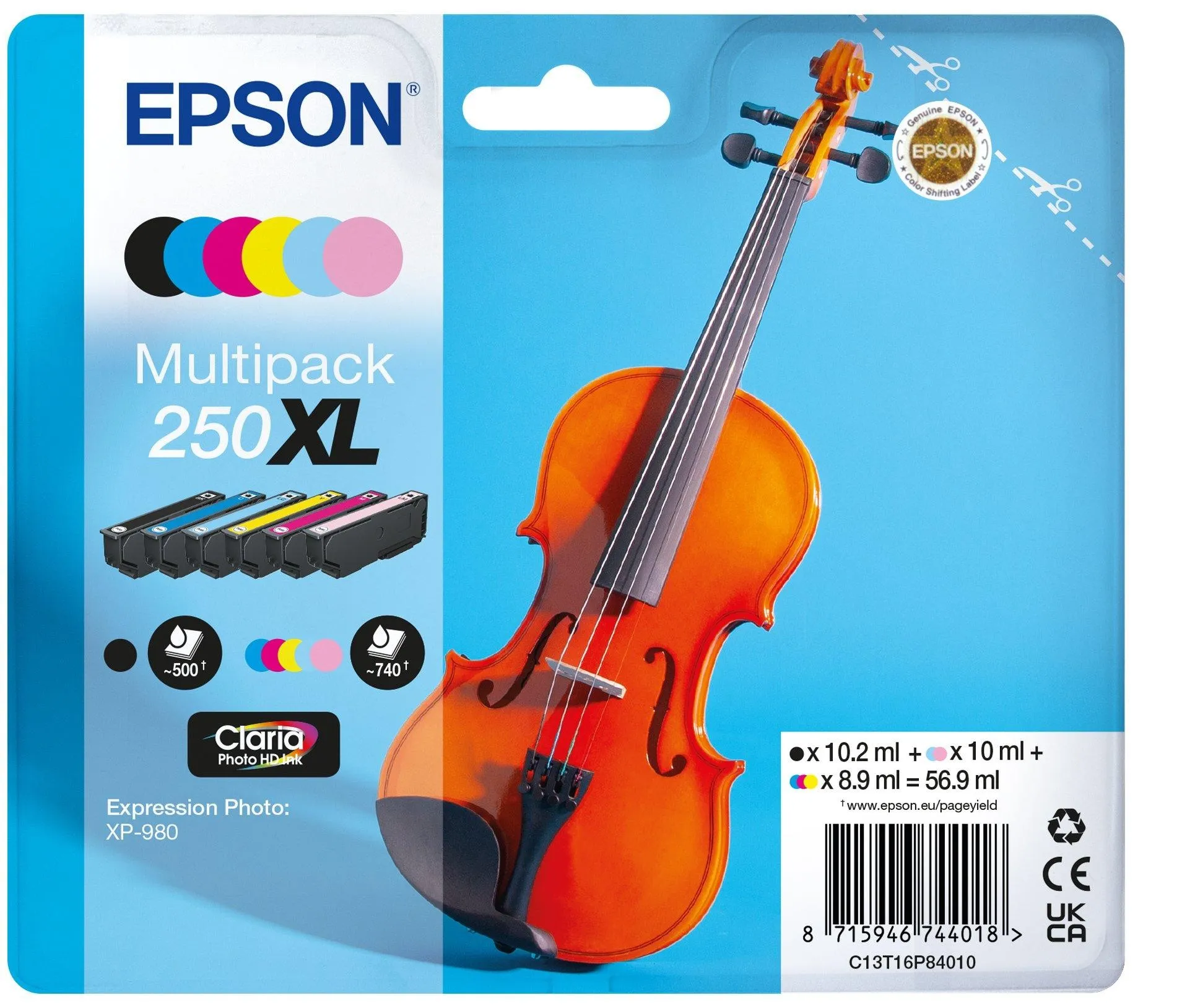Confezione da 6 cartucce d'inchiostro originali Epson 250XL - C13T16P84010 - immagine 1