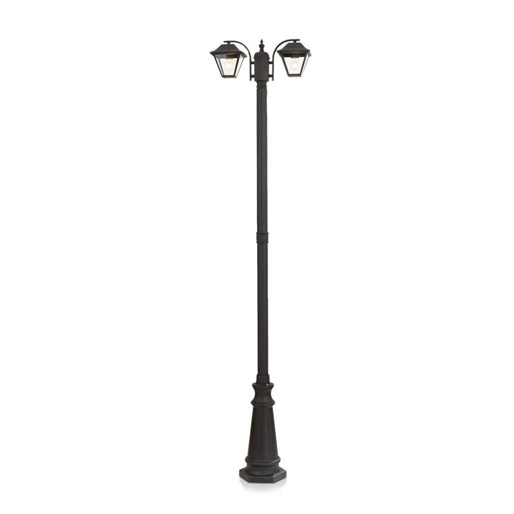 V-TAC Lampione LED con Doppio Portalampada a Lanterna 2*E27 Colore Nero Opaco h: 228cm IP44 - immagine 1