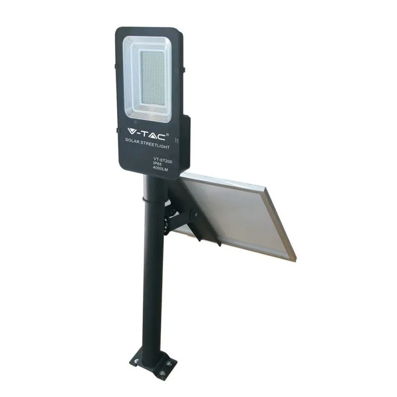 V-TAC Armatura Stradale LED SMD 50W con Pannello Solare Colore Nero 4000K IP65 - immagine 1