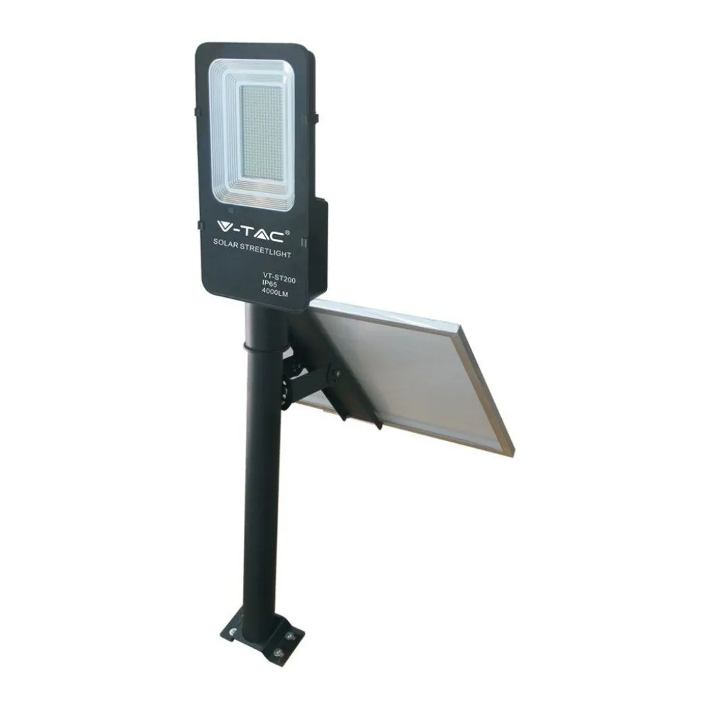 V-TAC Armatura Stradale LED SMD 50W con Pannello Solare Colore Nero 6000K IP65 - immagine 1