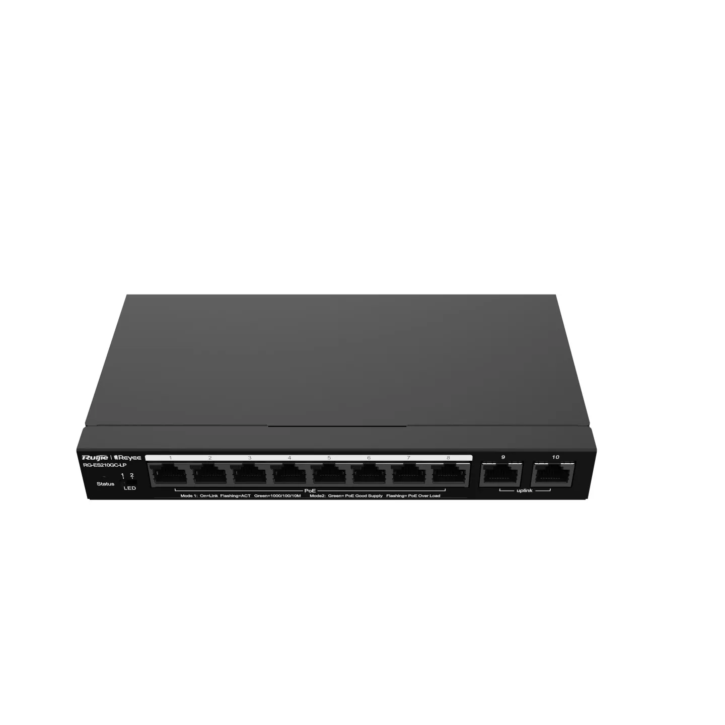 Ruijie Networks RG-ES210GC-LP switch di rete Gestito L2 Gigabit Ethernet (10/100/1000) Supporto Power over Ethernet (PoE) Nero - immagine 1