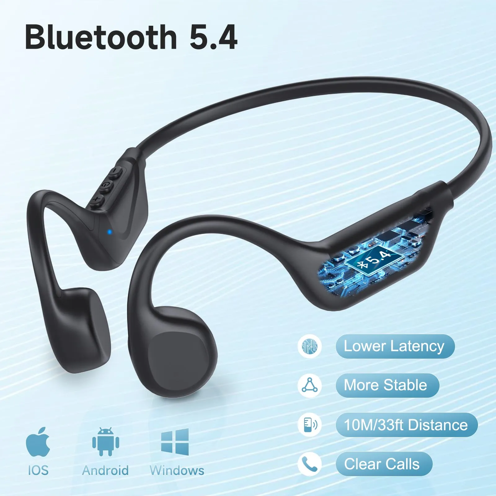 LOBKIN Cuffie Conduzione Ossea, Auricolari Conduzione Ossea Bluetooth 5.4, Auricolari Sportive Bluetooth Impermeabili,Open-ear Cuffie per Corsa Ciclismo Guida Fitness - immagine 5