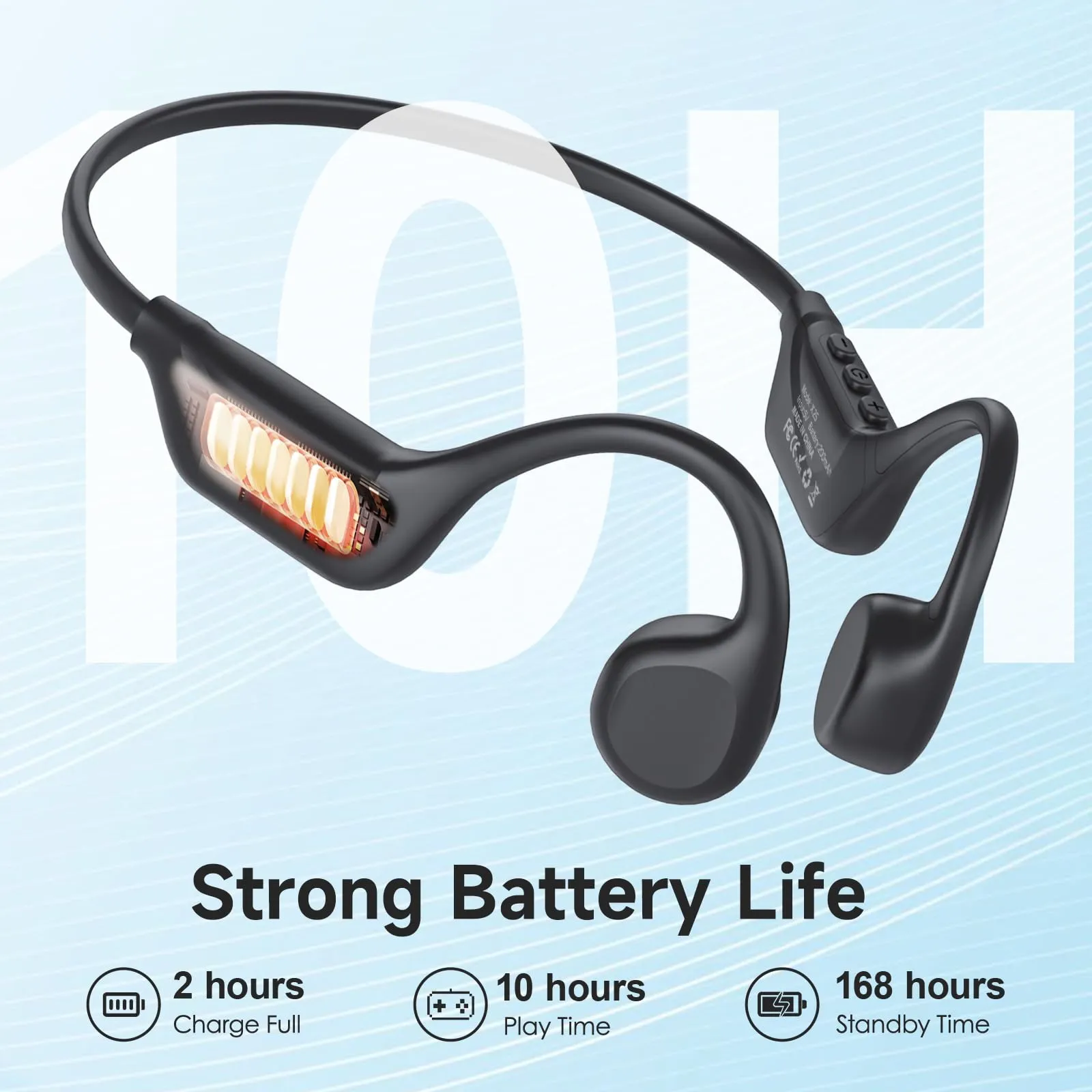 LOBKIN Cuffie Conduzione Ossea, Auricolari Conduzione Ossea Bluetooth 5.4, Auricolari Sportive Bluetooth Impermeabili,Open-ear Cuffie per Corsa Ciclismo Guida Fitness - immagine 6
