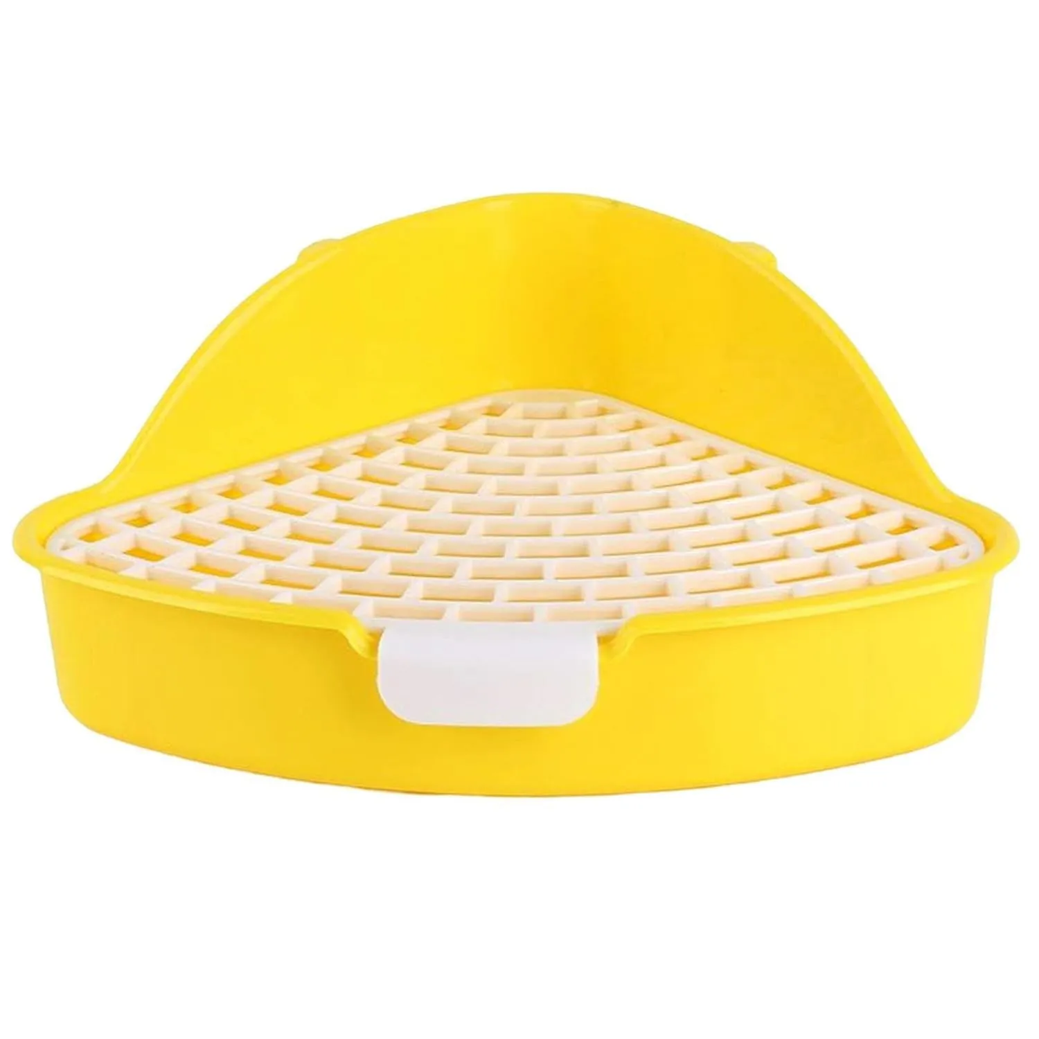 MEISO Toilette per Coniglio, Toilette per Animali Domestici, Vasino Addestrativo per Criceti, Toilette per Animali di Piccola Taglia di Triangolo per Coniglietti, Cincillà, Cavia (Giallo) - immagine 1