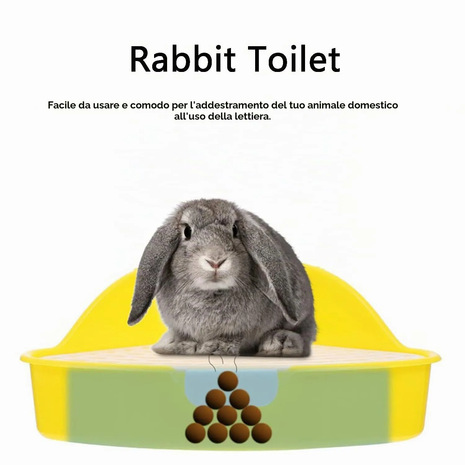 MEISO Toilette per Coniglio, Toilette per Animali Domestici, Vasino Addestrativo per Criceti, Toilette per Animali di Piccola Taglia di Triangolo per Coniglietti, Cincillà, Cavia (Giallo) - immagine 6