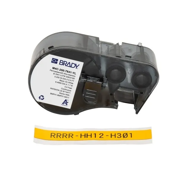 Nastro termoretraibile per etichette Brady M4C-250-7641-YL - Testo nero su sfondo giallo - Larghezza 1115 mm x Lunghezza 168 m - immagine 1