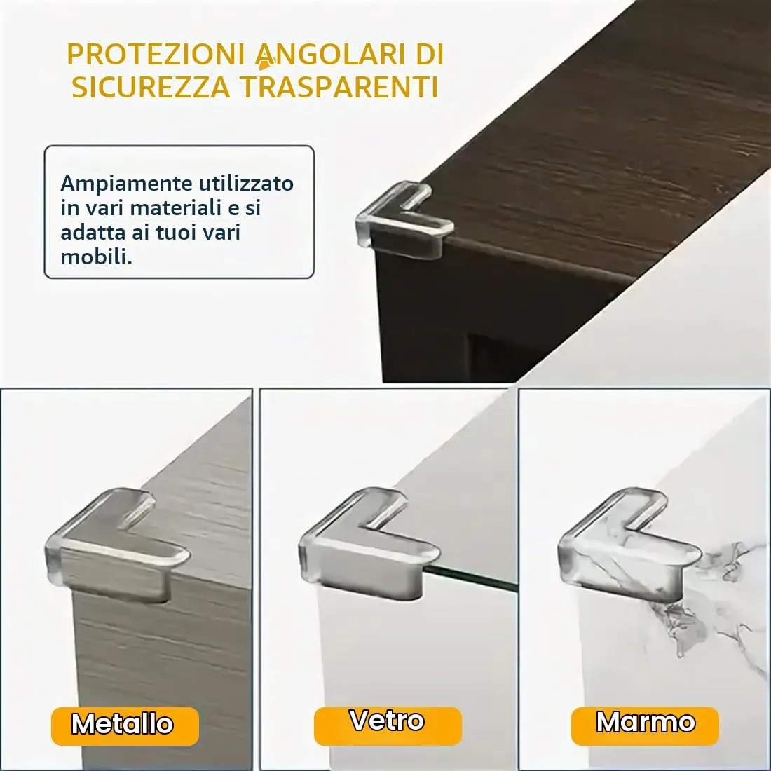 WeddHuis Paraspigoli per Bambini Trasparenti, Confezione da 12, Forma a L, Protezione per Bordi e Angoli Che Non Si Deforma o Strappa Facilmente, Angolari in Gomma e Tavolo, per Neonati e Anziani - immagine 3