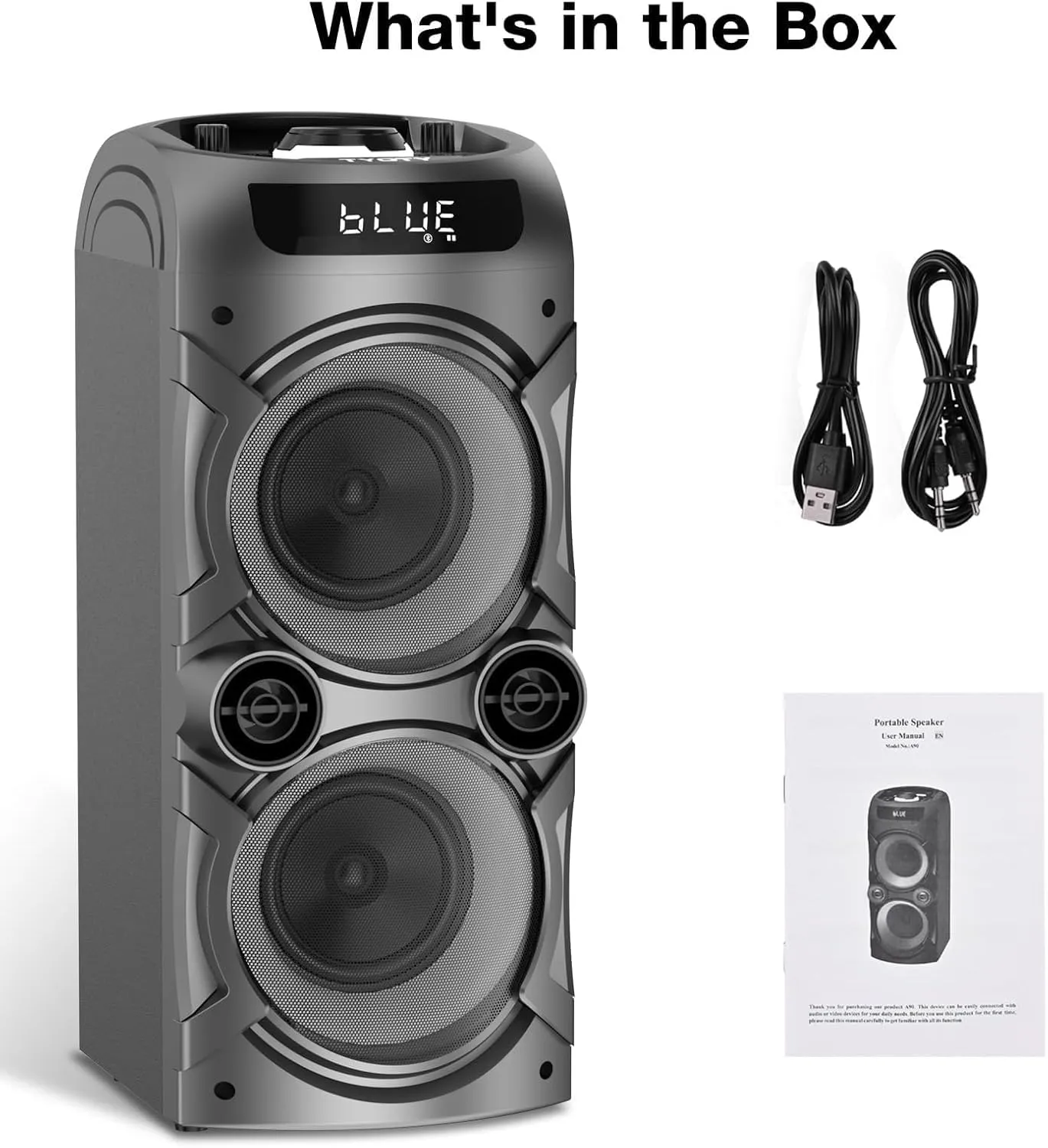Altoparlante Bluetooth portatile da 100 W Altoparlante wireless ad alta potenza TWS Accoppiamento stereo forte Bassi profondi Grande altoparlante da festa con subwoofer Luce da campo a LED (Nero) - immagine 9
