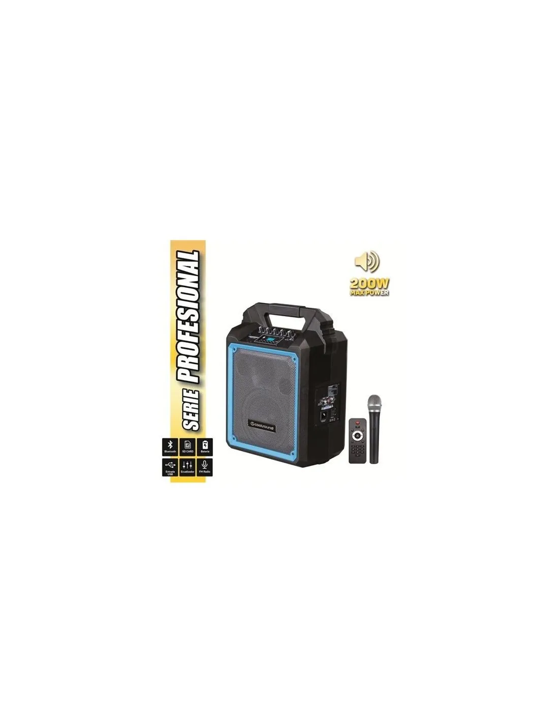 Coolsound Pro 200 Altoparlante Bluetooth autoalimentato 200W 65 60W RMS con batteria - USB SD ingresso jack microfono da 63 mm - 1 microfono Pro Cool Series - Autonomia fino a 35 ore - Maniglia per il trasporto - Telecomando - immagine 1
