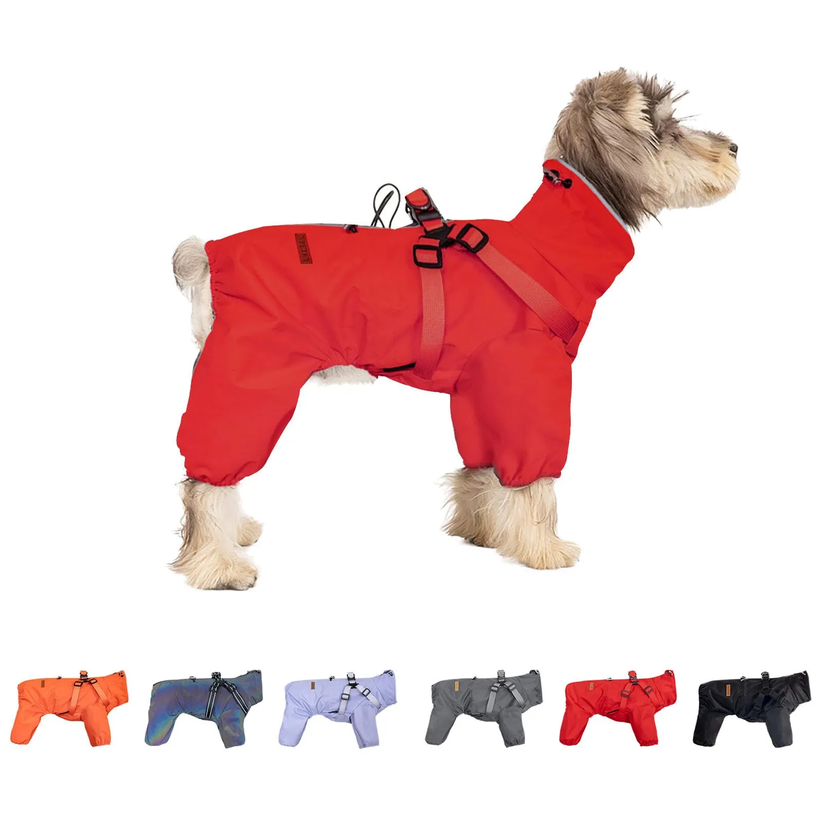 BT Bear Impermeabile con Pettorina per Cani, Giacca Regolabile a 4 Zampe per Cani con Pettorina Tuta Riflettente Impermeabile per Cani di Taglia Media e Grande, Rosso 6XL - immagine 5