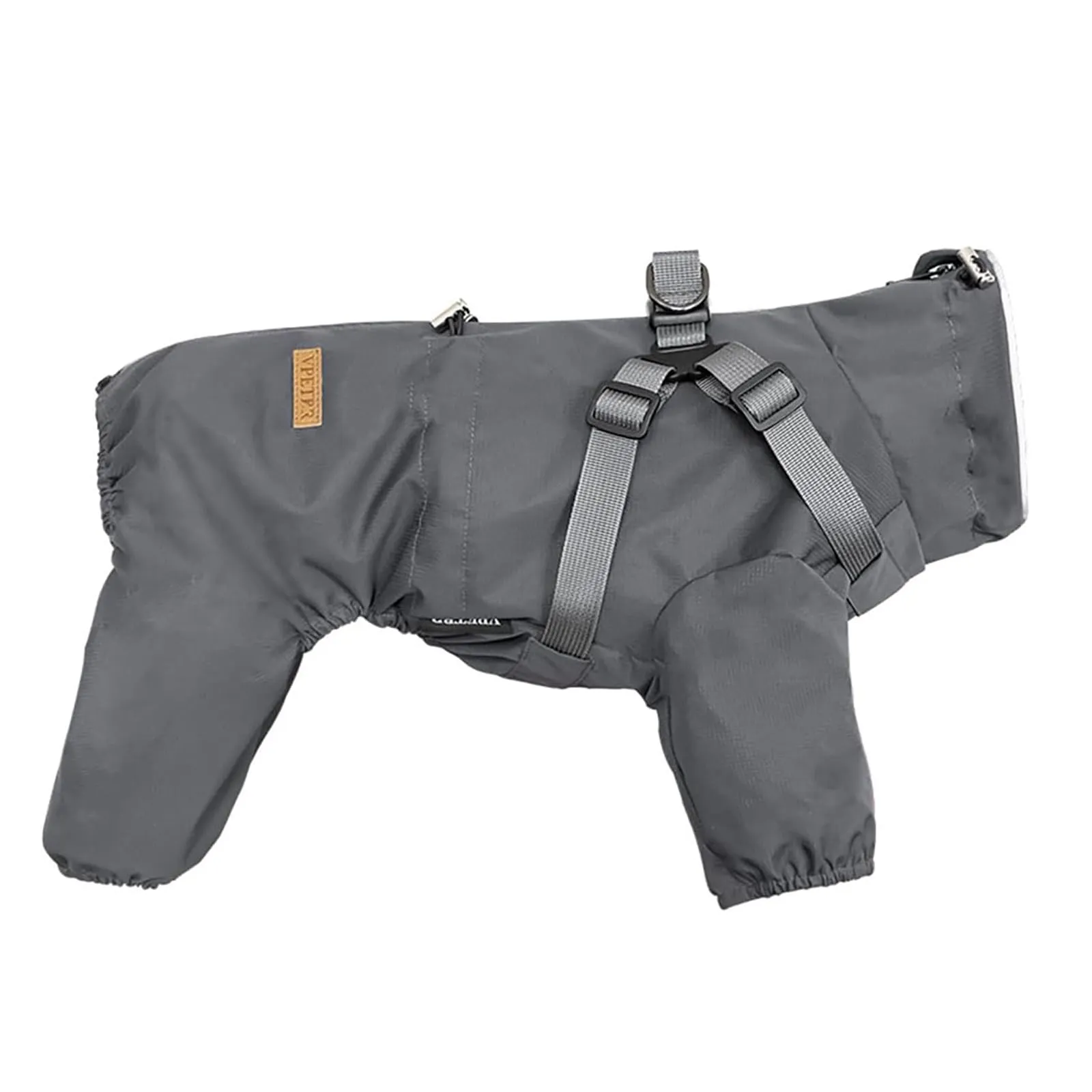 BT Bear Impermeabile con Pettorina per Cani, Giacca Regolabile a 4 Zampe per Cani con Pettorina Tuta Riflettente Impermeabile per Cani di Taglia Media e Grande, Grigio 4XL - immagine 9
