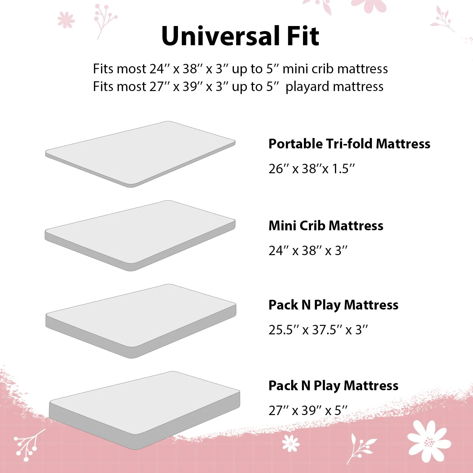 FIEMOL Lenzuola per mini culla per bambina, portatili, 96,5 x 66 cm, con angoli per materasso Playard e Pack N Play, confezione da 3 pezzi, in morbida microfibra, rosa, farfalla e fiori - immagine 8