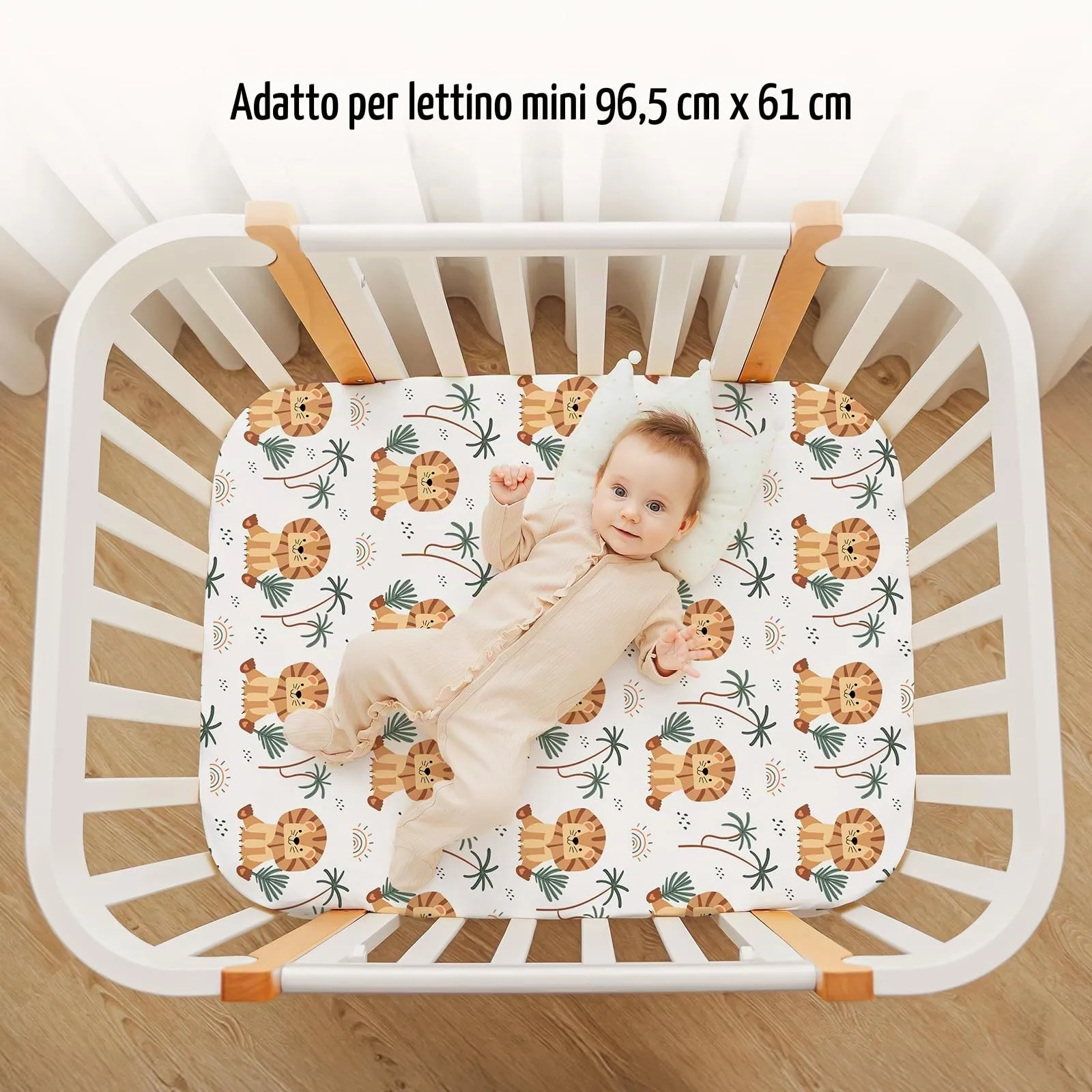 FIEMOL Lenzuola per mini culla per bambino, portatili Graco Pack e lenzuola da gioco con angoli per materassi da 96,5 x 66 cm, confezione da 3 pezzi, in morbida microfibra, marrone leone - immagine 4