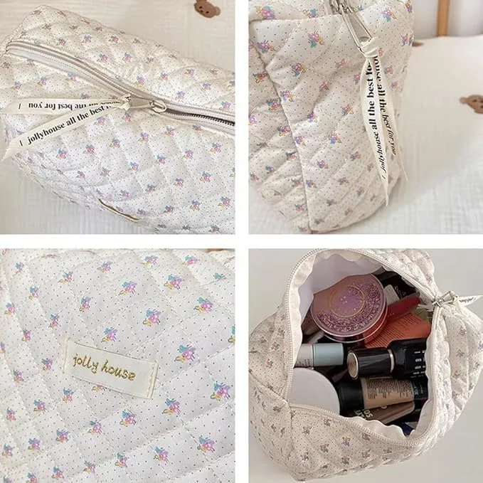 Aucuu Borsa da Toilette da Viaggio, Beauty Case da Viaggio, Borsa da Viaggio, Borsa Trucco Floreale, Trucco Pochette da Toilette, Trousse Trucchi Organizer per Cosmetici, per Donne e Ragazze - immagine 3