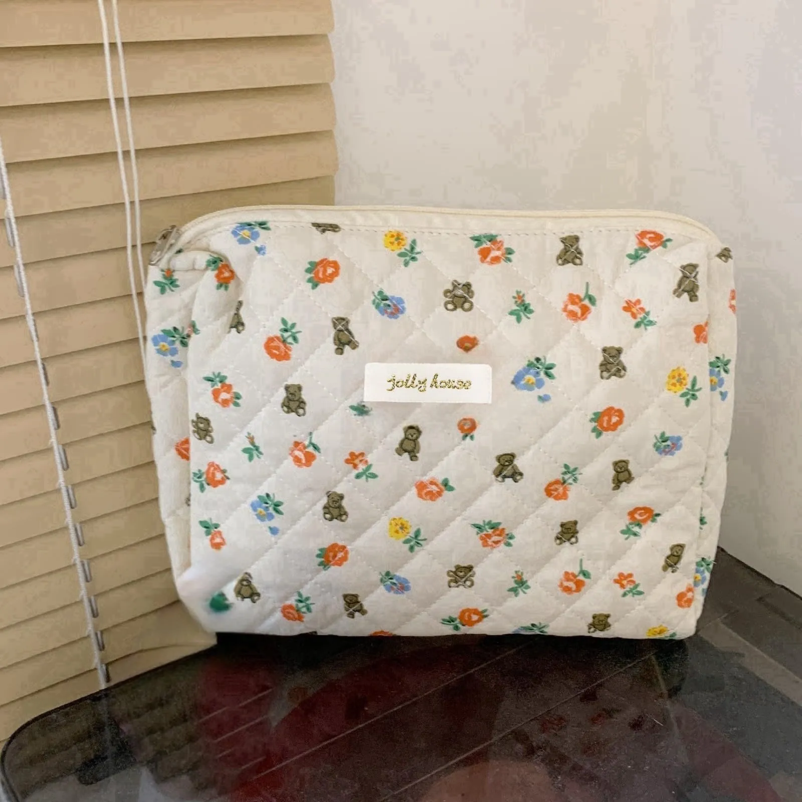 Aucuu Borsa da Toilette da Viaggio, Beauty Case da Viaggio, Borsa da Viaggio, Borsa Trucco Floreale, Trucco Pochette da Toilette, Trousse Trucchi Organizer per Cosmetici, per Donne e Ragazze - immagine 5