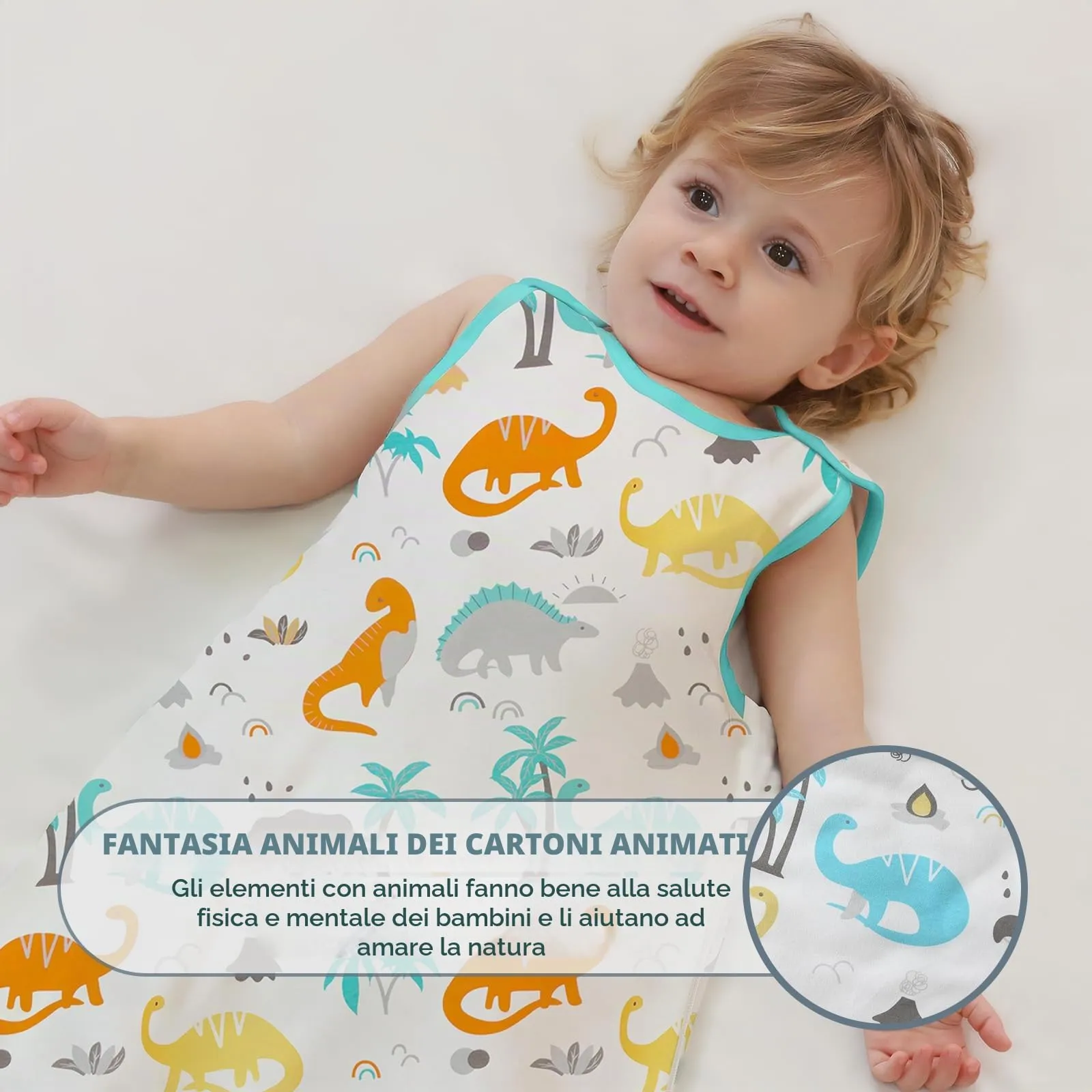 Mosebears Sacco Nanna in Morbido Cotone per Neonati 12-18 mesi 1 Tog Traspirante con Cerniera a Doppio Cursore per Facilitare il Cambio del Pannolino Stampe carine - immagine 3