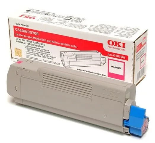 ORIGINALE OKI toner magenta 43381906 C5600 2000 pagine - immagine 1