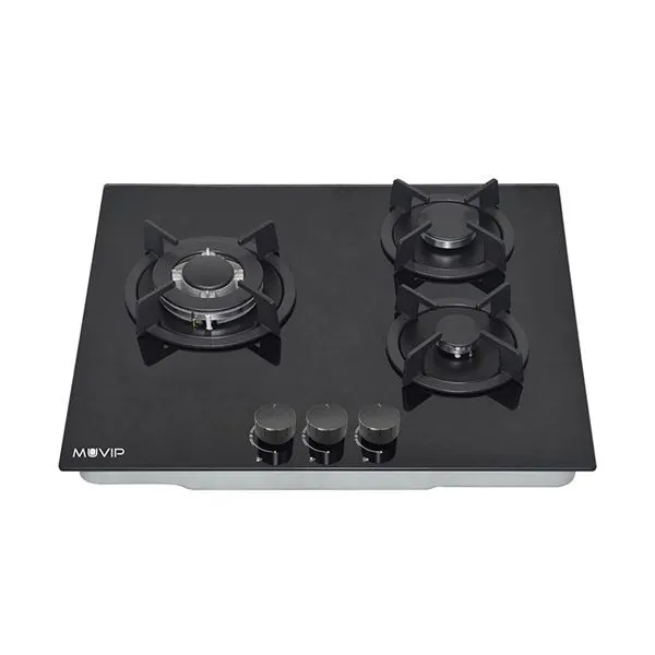 Cucina a gas da incasso Muvip MV0626 - 3 zone di cottura - Bruciatore e supporti in ghisa - Vetro temperato ad alta resistenza - Accensione elettrica - Dispositivo di sicurezza per l'estinzione della fiamma - immagine 1