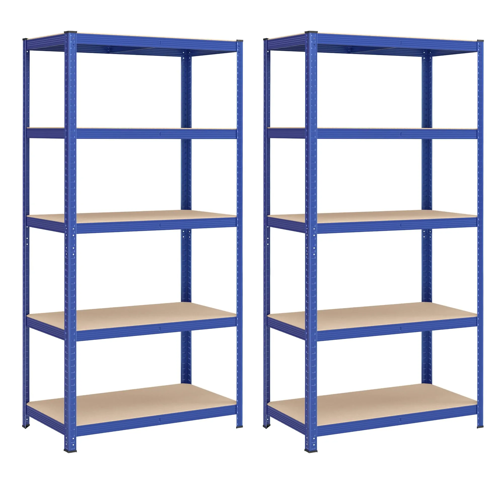 SONGMICS Set di 2 Scaffali in Metallo, Scaffalature a 5 Ripiani Regolabili, Senza Viti, Scaffale Salvaspazio per Garage, Magazzino, Portante 600 kg, 50 x 100 x 200 cm, Blu GLR050Q02 - immagine 1