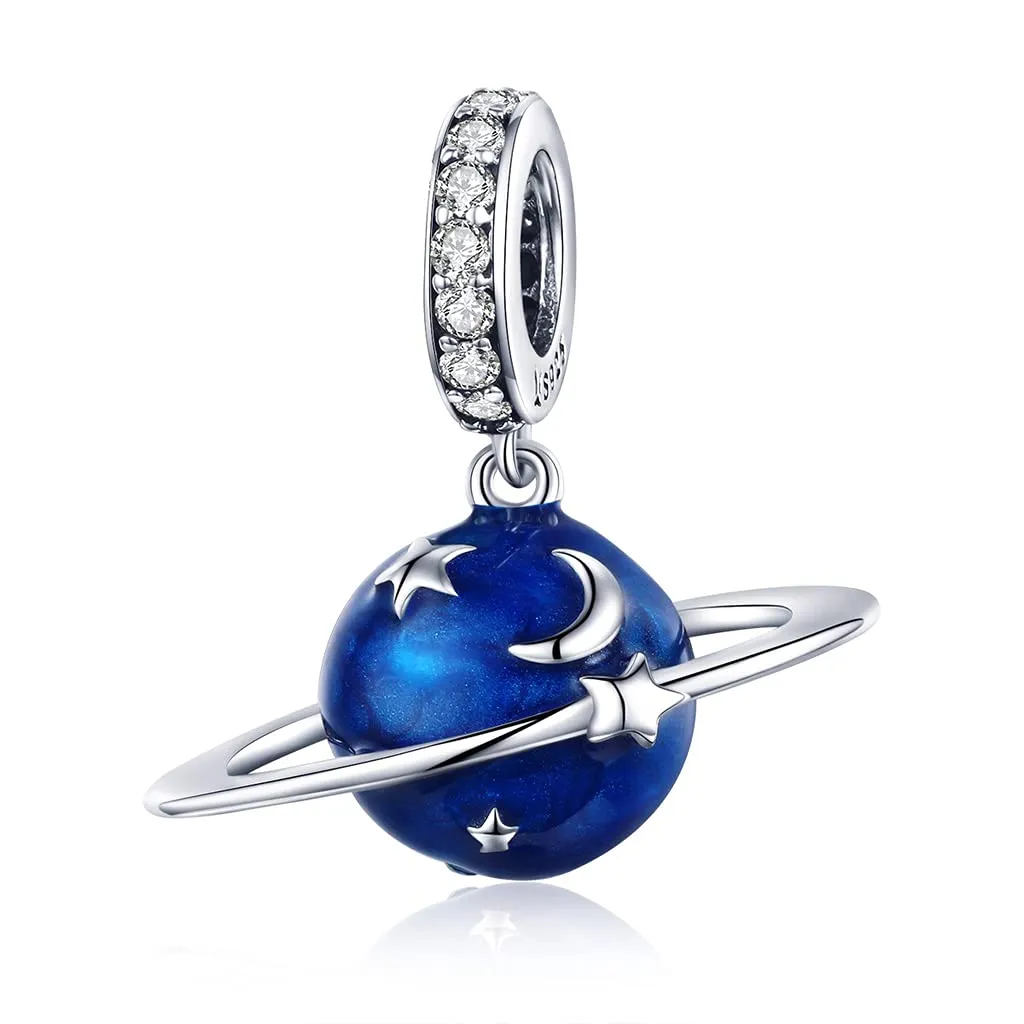Braccialetto Charm Bead Blue Planet Charm fai da te in argento sterling 925 - immagine 1