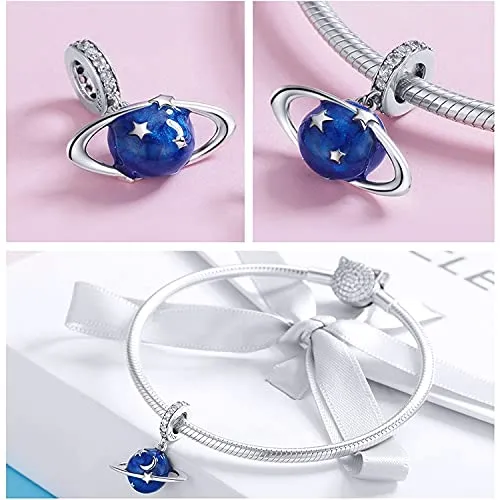 Braccialetto Charm Bead Blue Planet Charm fai da te in argento sterling 925 - immagine 2