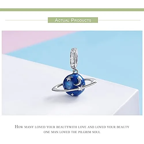 Braccialetto Charm Bead Blue Planet Charm fai da te in argento sterling 925 - immagine 3