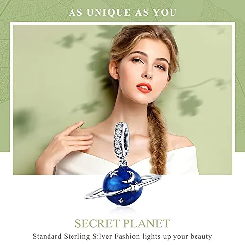 Braccialetto Charm Bead Blue Planet Charm fai da te in argento sterling 925 - immagine 5