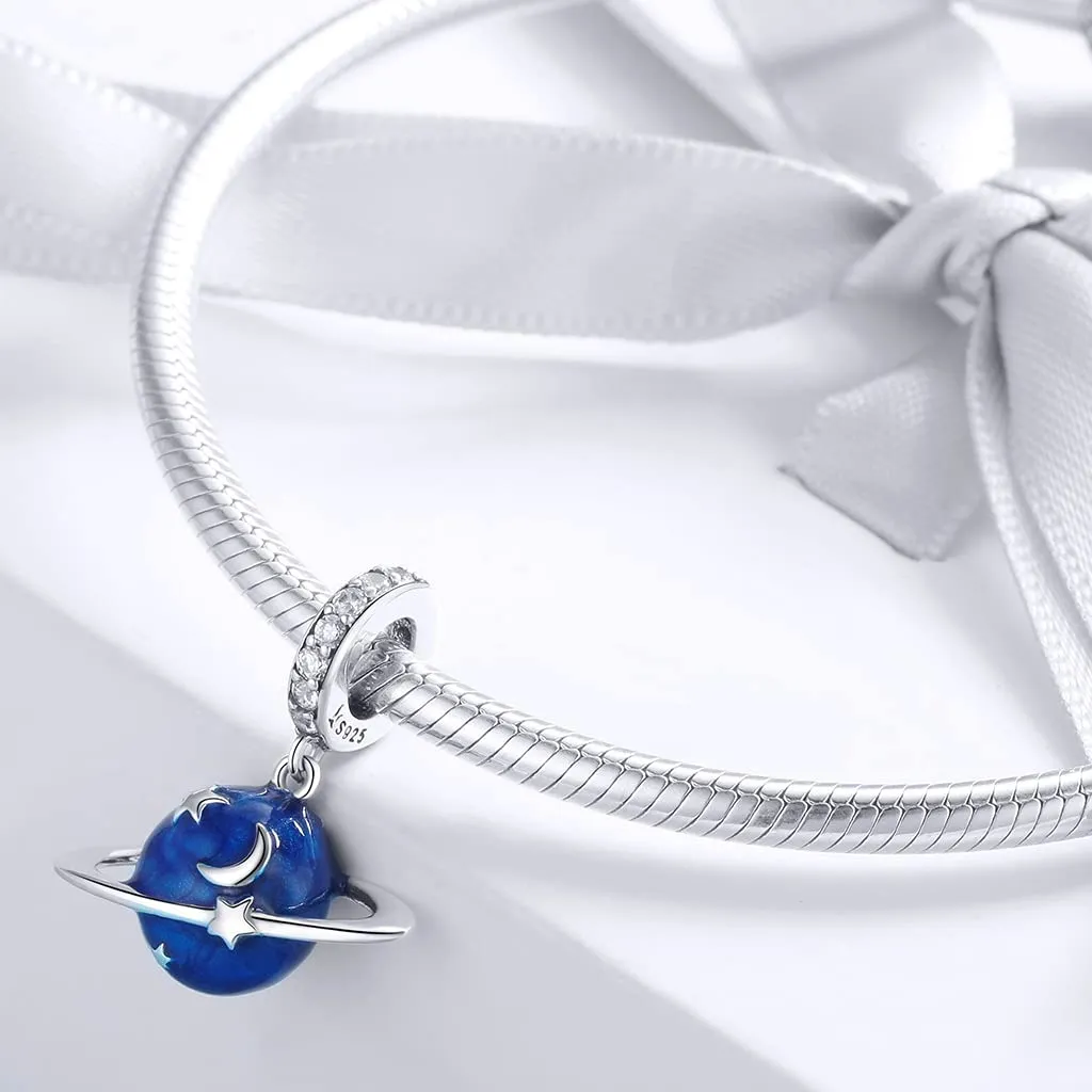 Braccialetto Charm Bead Blue Planet Charm fai da te in argento sterling 925 - immagine 7