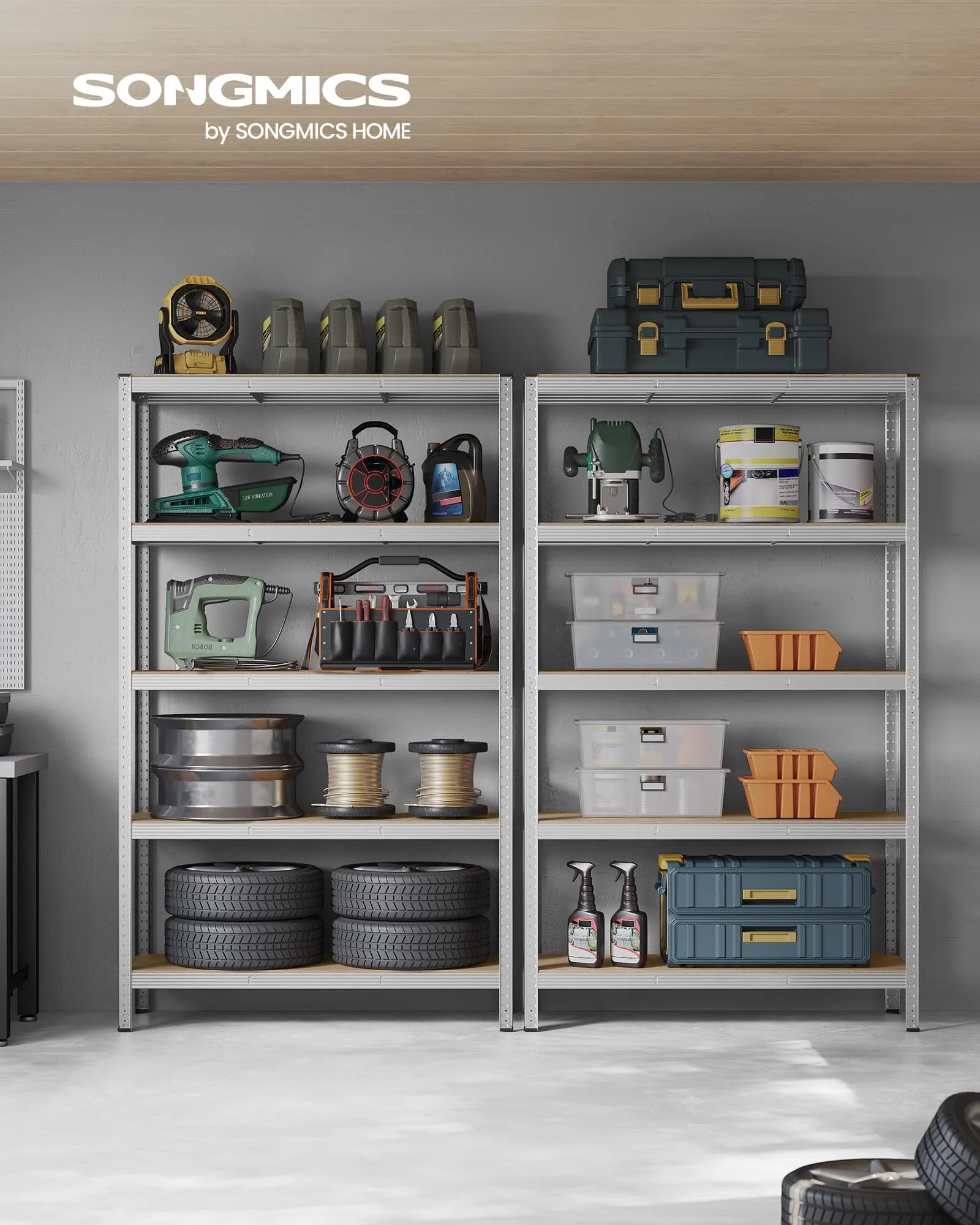 SONGMICS Set di 2 Scaffali in Metallo, 5 Ripiani, 200x120x60 cm - immagine 2