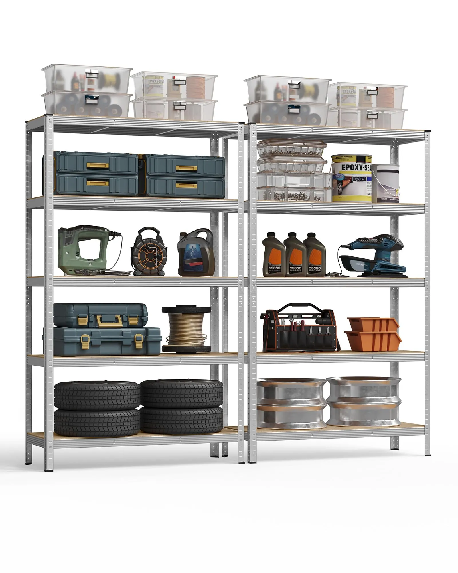 SONGMICS Set di 2 Scaffali in Metallo, 5 Ripiani, 200x120x60 cm - immagine 9
