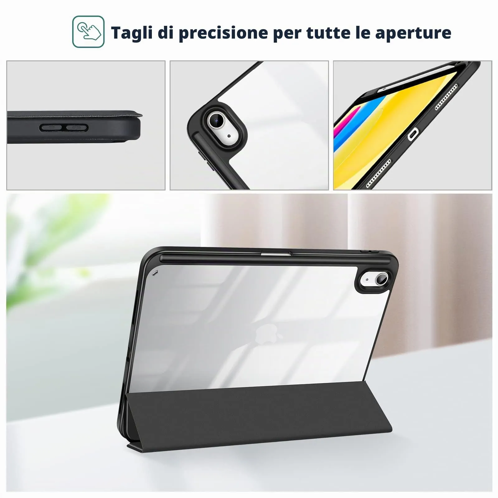 ProCase per iPad 10a Generazione Custodia 2022 [A2696 A2757 A2777], 10,9 Pollici Sottile Custodia Protettiva Leggera Smart Cover per iPad 10, Auto Sveglia/Sonno - Nero - immagine 6