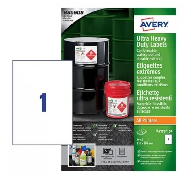 Avery Etichteslin 210x297 Laserink 50ff B4775-50 - immagine 1