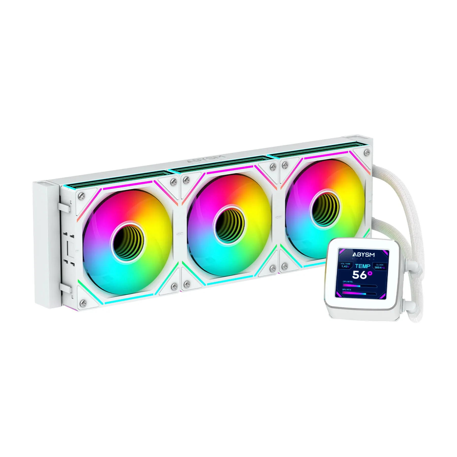 ABYSM Oceanic LCD 360 ARGB Processore Raffreddatore di liquidi tutto in uno 12 cm Bianco 1 pz - immagine 1