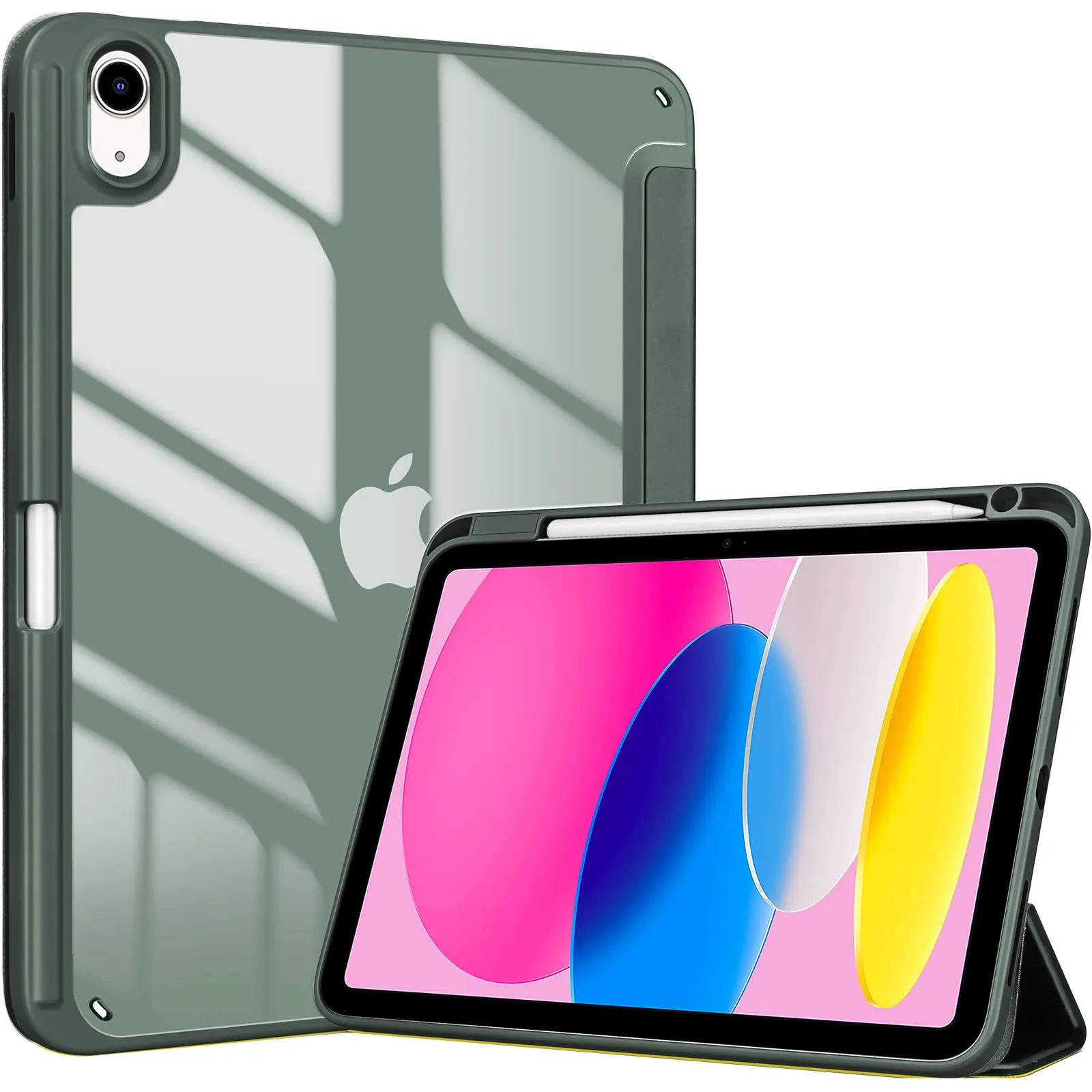 ProCase Cover iPad 11 Generazione A16 11 Pollici 2025/iPad 10 Generazione 10,9 Pollici 2022,Custodia con Portapenna Auto Sonno/Veglia -Verde Oliva - immagine 1