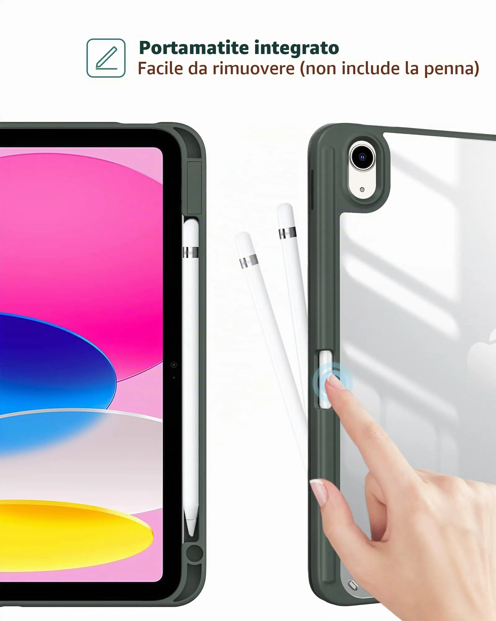 ProCase Cover iPad 11 Generazione A16 11 Pollici 2025/iPad 10 Generazione 10,9 Pollici 2022,Custodia con Portapenna Auto Sonno/Veglia -Verde Oliva - immagine 4