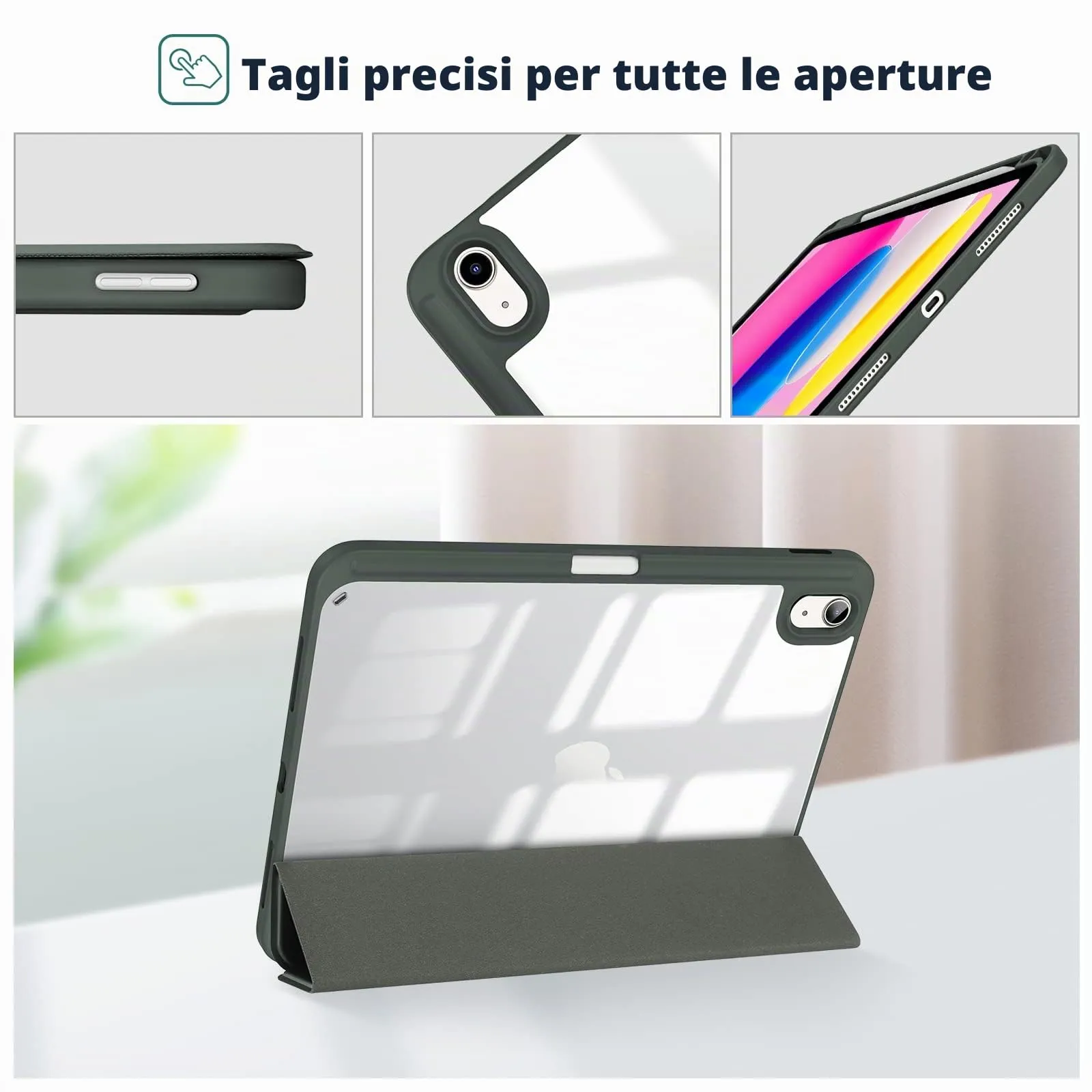 ProCase Cover iPad 11 Generazione A16 11 Pollici 2025/iPad 10 Generazione 10,9 Pollici 2022,Custodia con Portapenna Auto Sonno/Veglia -Verde Oliva - immagine 7