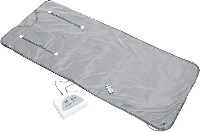 Coperta per sauna a infrarossi Innovagoods Bedna - 650W - 2 cavi da 150cm - Display a LED - Temperatura regolabile - Pieghevole - Timer - Spegnimento automatico - 179x79x2cm - Grigio - immagine 1