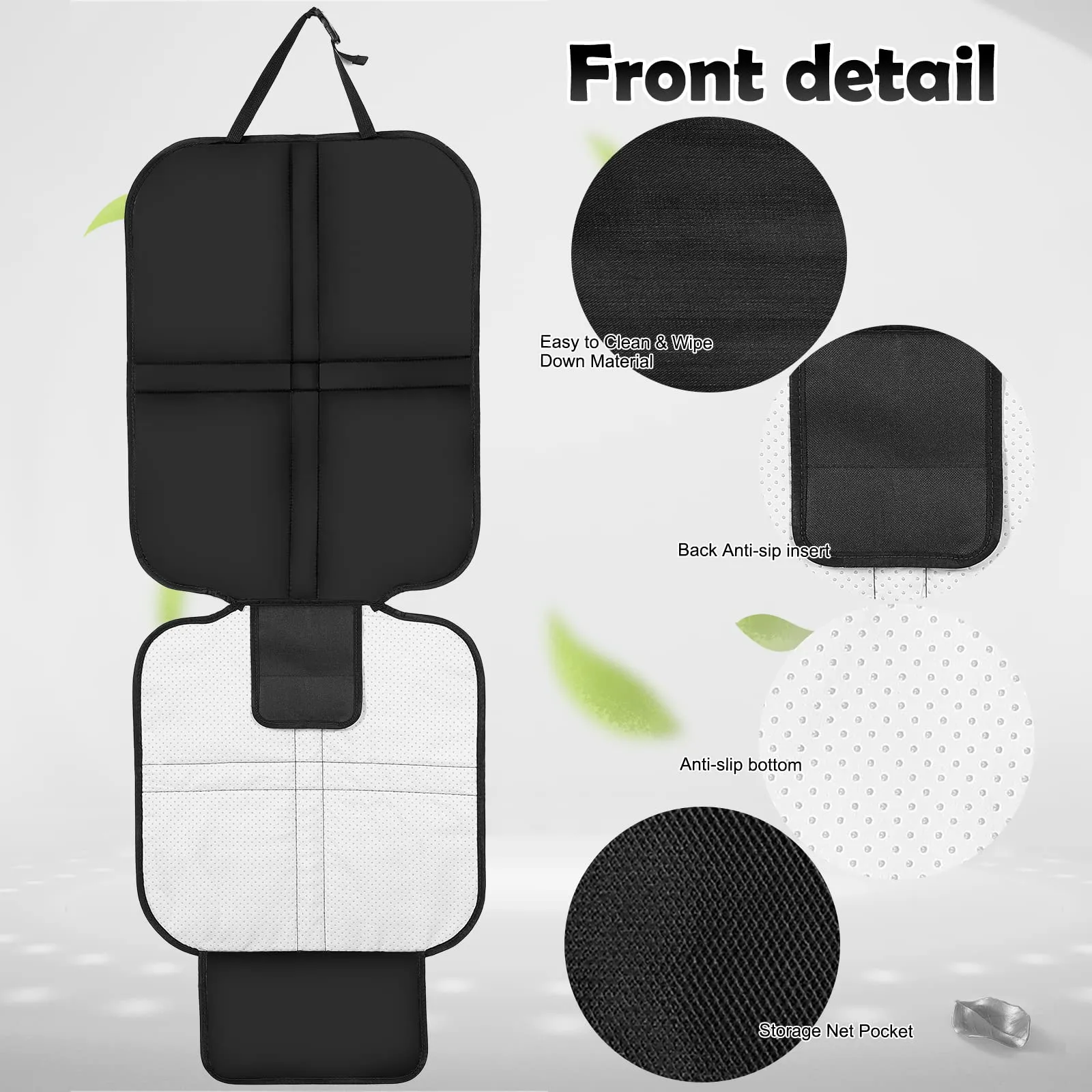 AiQInu Protezione Sedile Auto, Protezioni Per Seggiolino Auto Impermeabile Antiscivolo in Pelle E Tessuto per Bambini Compatibile con 2 Tasche Portaoggetti per Suv, Berlina - immagine 4