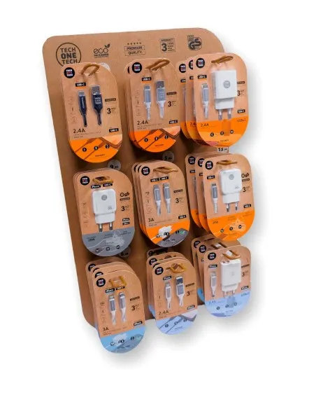 Supporto espositivo TechOneTech con 27 cavi e caricabatterie per smartphone - Assortiti - immagine 1