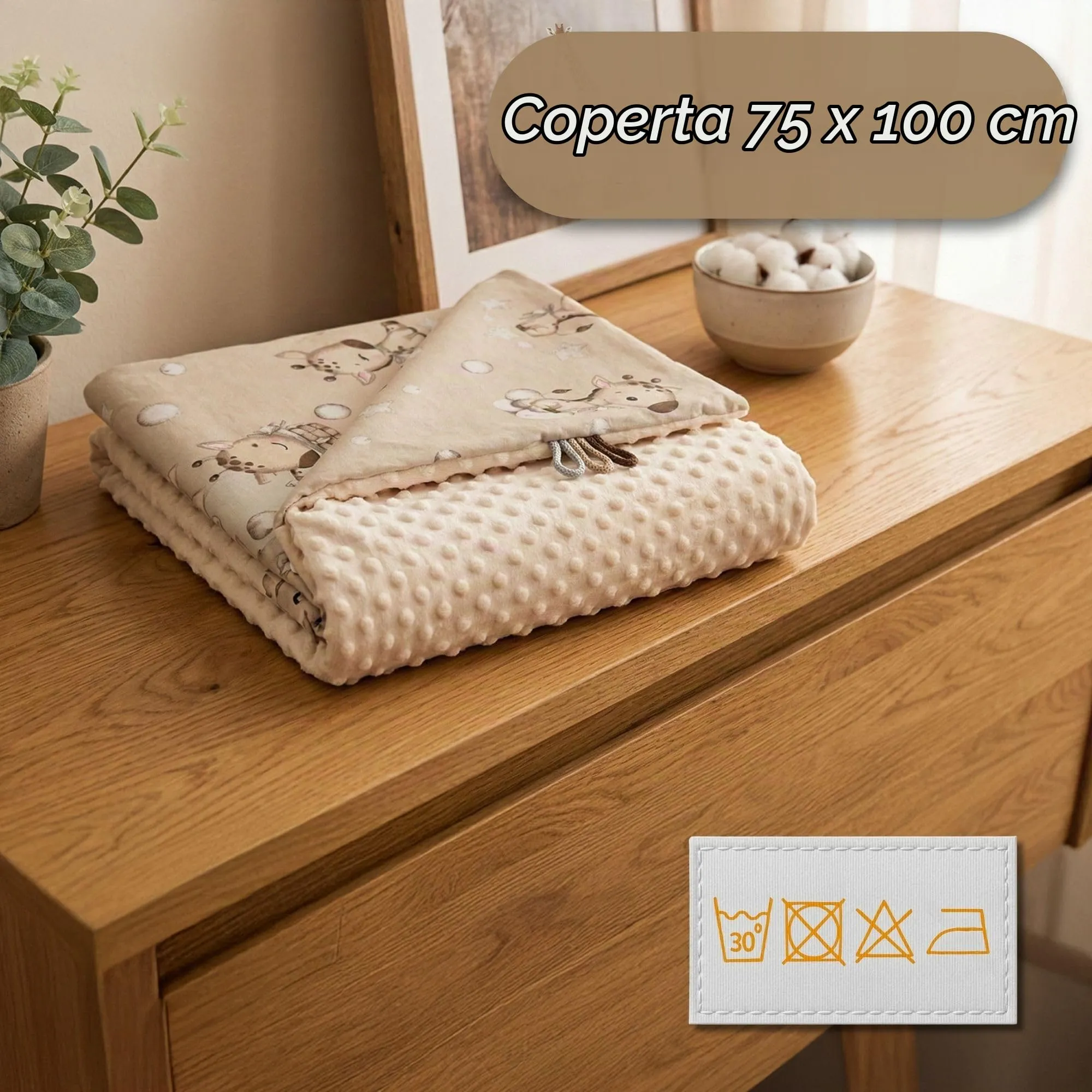 Copertina Neonato Coperta Minky Invernale pile cotone doppio lato - immagine 2