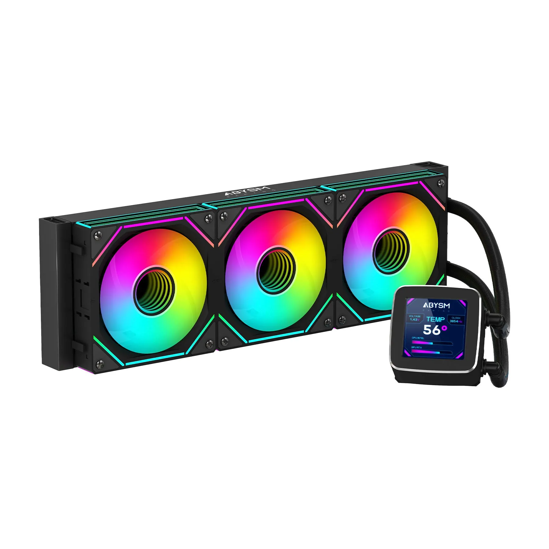 ABYSM Oceanic LCD 360 ARGB Processore Raffreddatore di liquidi tutto in uno 12 cm Nero 1 pz - immagine 1