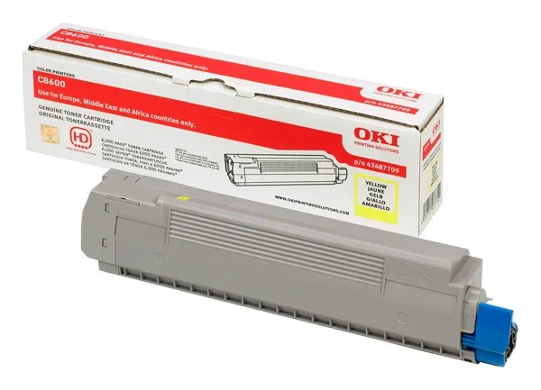ORIGINALE OKI toner giallo 43487709 C8600 6000 pagine - immagine 1
