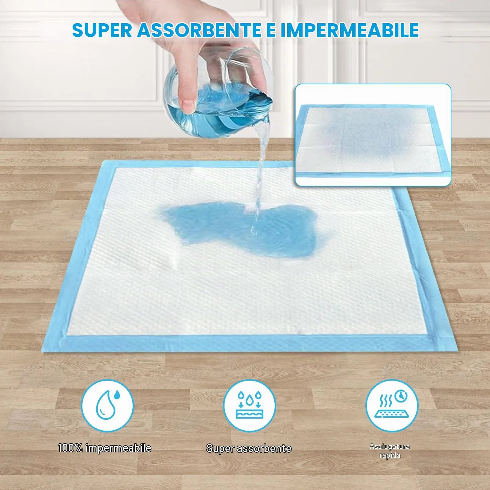 Nanipets® Tappetini Igienici Per Cani, Assorbenti Super Assorbenti Traverse Cani E Animali Domestici, 60 x 90 CM Assorbenti Extra Large Addensati Per Vasino, Confezione Da 20 - immagine 4